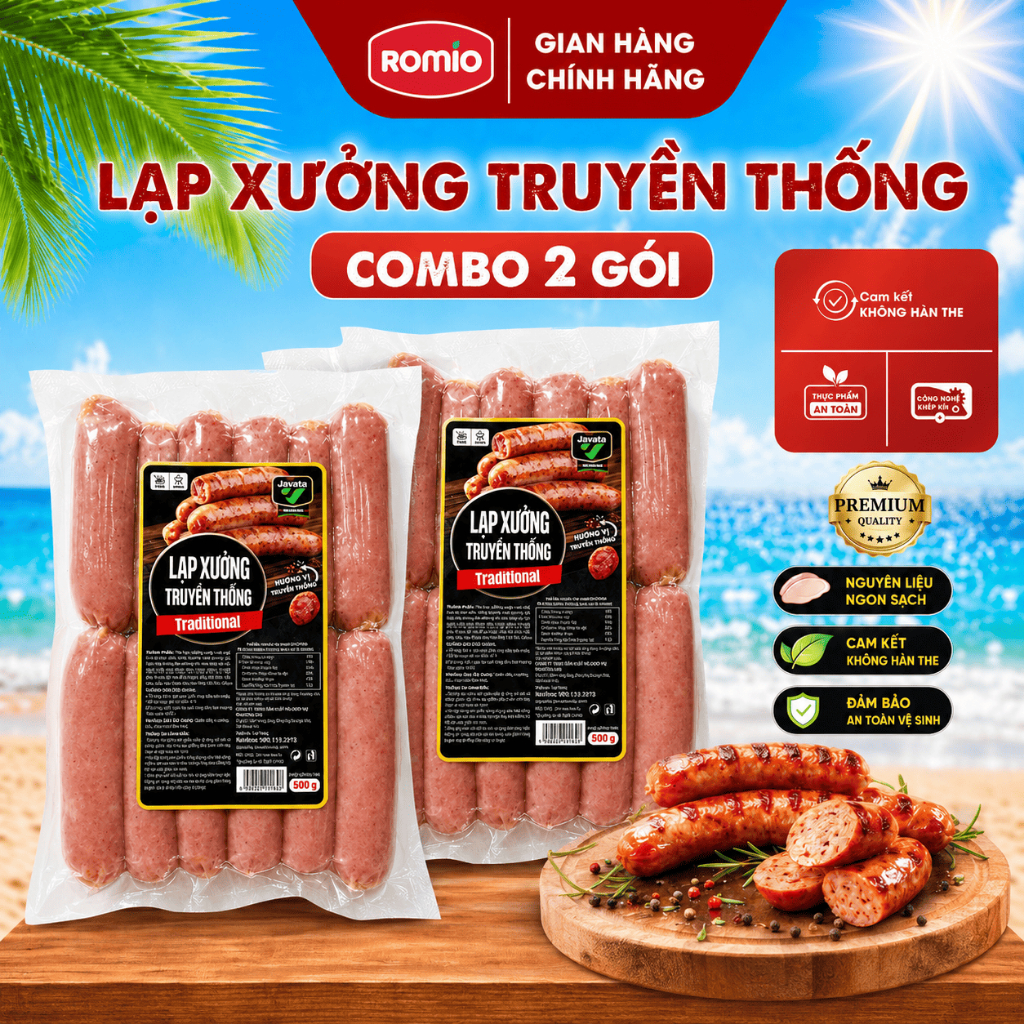 Lạp Xưởng Truyền Thống Tươi Hảo Hạng 500g – Thơm Ngon, Hương Vị Truyền Thống