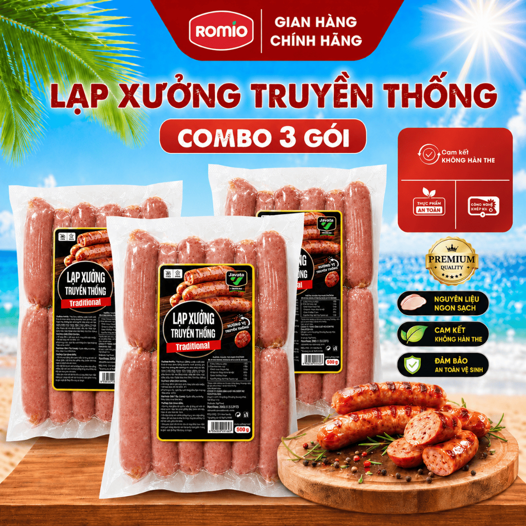 Lạp Xưởng Truyền Thống Tươi Hảo Hạng 500g – Thơm Ngon, Hương Vị Truyền Thống