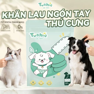 Tushie Treats Khăn lau ngón tay thú cưng Găng ngón vệ sinh răng miệng, mắt tai cho thú cưng, gói 37 cái