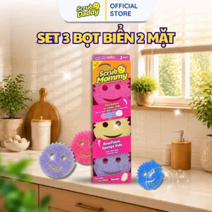 Set 3 Scrub Mommy Colors - Miếng rửa chén bọt biển Scrub Mommy - 2 mặt đa năng - an toàn - chống mùi