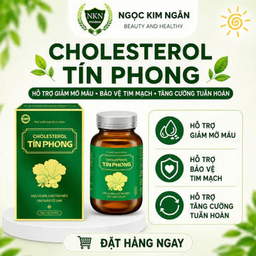Cholesterol Tín Phong - Thực Phẩm Bảo Vệ Sức Khỏe - Hỗ Trợ Giảm Mỡ Máu, Hỗ Trợ Tim Mạch - Hộp 30 Viên