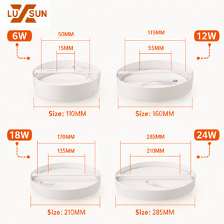Đèn LED Ốp Trần Nổi LUXSUN Viền Trắng 6W 12W 18W 24W Vuông Tròn Siêu Mỏng Phòng Khách Phòng Ngủ Phòng Bếp Tiết Kiệm Điện