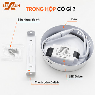 Đèn LED Ốp Trần Nổi LUXSUN Viền Trắng 6W 12W 18W 24W Vuông Tròn Siêu Mỏng Phòng Khách Phòng Ngủ Phòng Bếp Tiết Kiệm Điện
