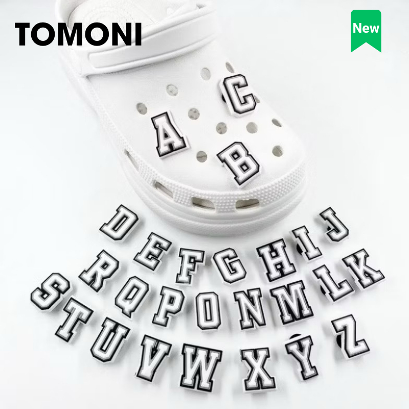 Charm Gắn Dép TOMONI, Sticker Dép Phụ Kiện Giày Dép DIY Chủ Đề Hình Chữ Cái Và Số HQ09