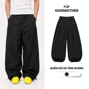 Quần Gió Dù Ống Suông GODMOTHER Cạp Chun Cúc Bấm Form Basic Phong Cách Trẻ Trung Năng Động