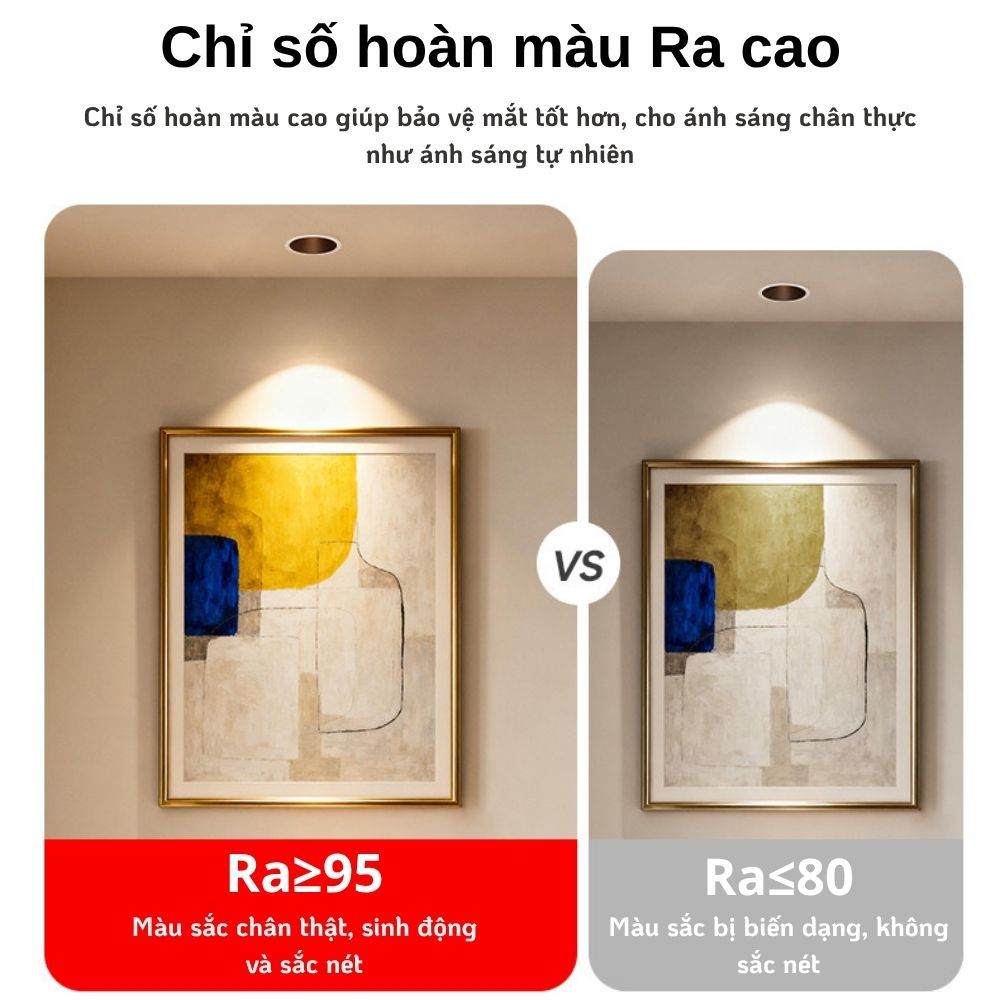 Đèn Led Âm Trần Chống Chói Spotlight 12W Xoay Góc 30 Độ Chip COB Ánh Sáng 3 màu - BH 2 năm