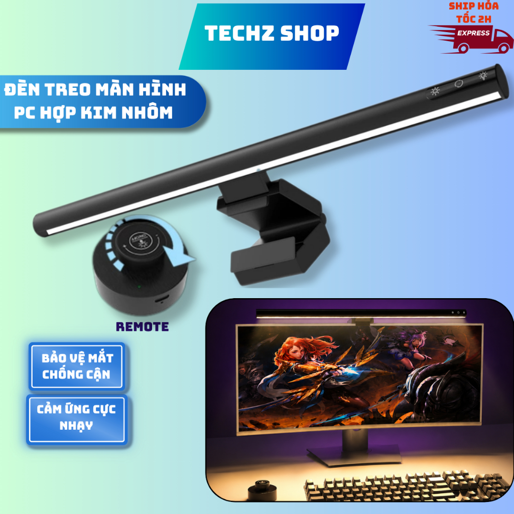 Thanh Đèn led treo màn hình máy tính pc có remote hợp kim nhôm dạng tròn TB-300SA cảm ứng