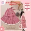 Váy Đỏ Cho Bé Gái, Váy Yếm Caro Bé Gái Chất Thô Cotton Mềm Kết Nơ Xinh, Cổ Áo Xếp Ly, Váy Phối Ren