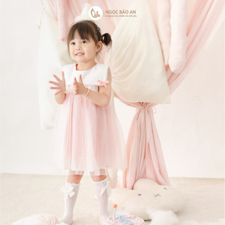 NBAN (6M-3Y) Đầm xòe bé gái màu hồng, váy cotton mềm mát xinh xắn cho bé gái-PINKGIRL