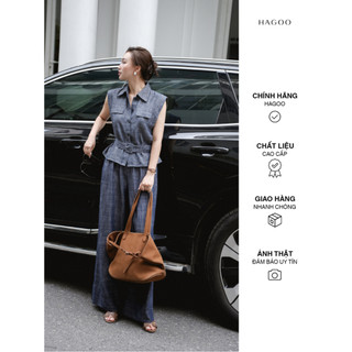 Set 2 chi tiết Áo Sơ Mi sát nách cổ Đức &Quần suông dỉa liền ly súp HAGOO [S8143]