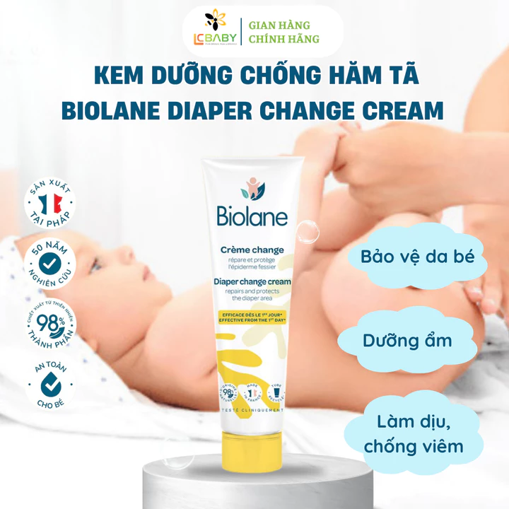 KEM CHỐNG HĂM TÃ CHO BÉ - BIOLANE DIAPER CHANGE CREAM AN TOÀN, LÀM DỊU, CHỐNG VIÊM CHO BÉ