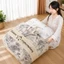 Túi đựng chăn màn, quần áo vải oxford hoạ tiết hoa lá cây màu be 35/85/120l