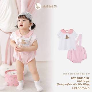 NBAN (6M-3Y) Quần áo bé gái màu hồng, thời trang trẻ em cotton mềm mát dễ thương bé đi chơi-PINKGIRL