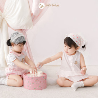NBAN (6M-3Y) Bộ áo váy bé gái màu hồng, set đồ cotton thoáng mát mặc đi chơi, chụp hình-PINKGIRL