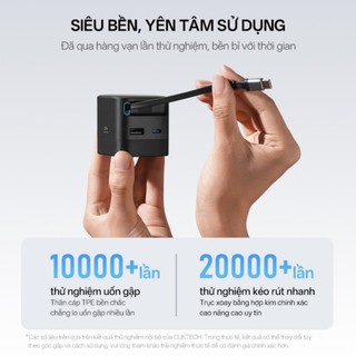 Củ Sạc GaN CUKTECH CP6 Kèm Cáp C Rút Gọn | Công Suất 67W | Cổng Sạc 2C1A | Bảo hành 18 Tháng AD653W