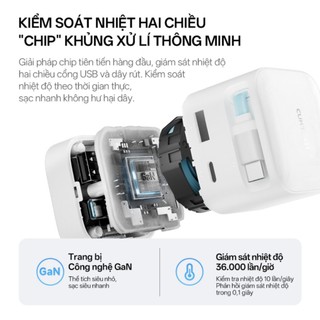 Củ Sạc GaN CUKTECH CP6 Kèm Cáp C Rút Gọn | Công Suất 67W | Cổng Sạc 2C1A | Bảo hành 18 Tháng AD653W