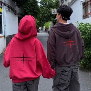 Áo Khoác Zip Dấu Thập Wash Nỉ Chân Cua Form Boxy Unisex Rộng Nam Nữ | SSSTORE.Aesthetic