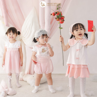 NBAN (6M-3Y) Quần áo bé gái màu hồng, thời trang trẻ em cotton mềm mát dễ thương bé đi chơi-PINKGIRL