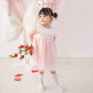 NBAN (6M-3Y) Bộ áo váy bé gái màu hồng, set đồ cotton thoáng mát mặc đi chơi, chụp hình-PINKGIRL