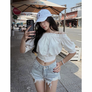 𝑪𝒉𝒐𝒄𝒐•[ Sẵn/ Ảnh Thật Chính Chủ ] Quần Short Denim Rách Xanh Nhạt