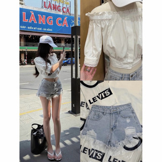 𝑪𝒉𝒐𝒄𝒐•[ Sẵn/ Ảnh Thật Chính Chủ ] Quần Short Denim Rách Xanh Nhạt