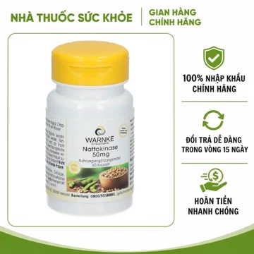 (Nhập Chính Hãng - Đủ VAT) Viên uống Warnke Nattokinase 50mg Hỗ trợ tim mạch của Đức - Hộp 60 viên