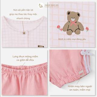 NBAN (6M-3Y) Bộ đồ sát nách bé gái màu hồng, set áo quần cotton mềm mát cho bé mặc hè-PINKGIRL