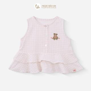 NBAN (6M-3Y) Bộ đồ sát nách bé gái màu hồng, set áo quần cotton mềm mát cho bé mặc hè-PINKGIRL