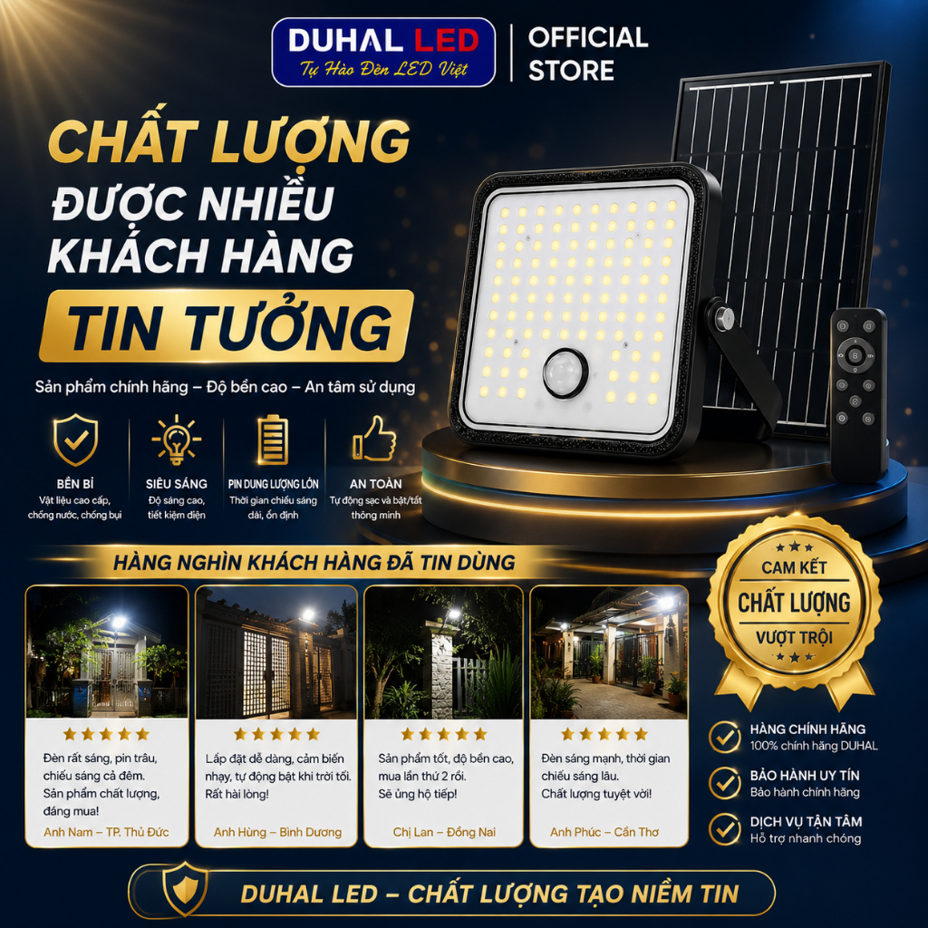 Đèn Năng Lượng Mặt Trời Duhal AJN1 Lắp Đặt Ngoài Trời, Sân Nhà, Trong nhà 50W 100W 150W 200W