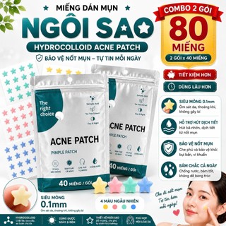 MIẾNG DÁN MỤN NGÔI SAO COMBO 2 GÓI 80 MIẾNG | HYDROCOLLOID ACNE PATCH SIÊU MỎNG CHE PHỦ NỐT MỤN