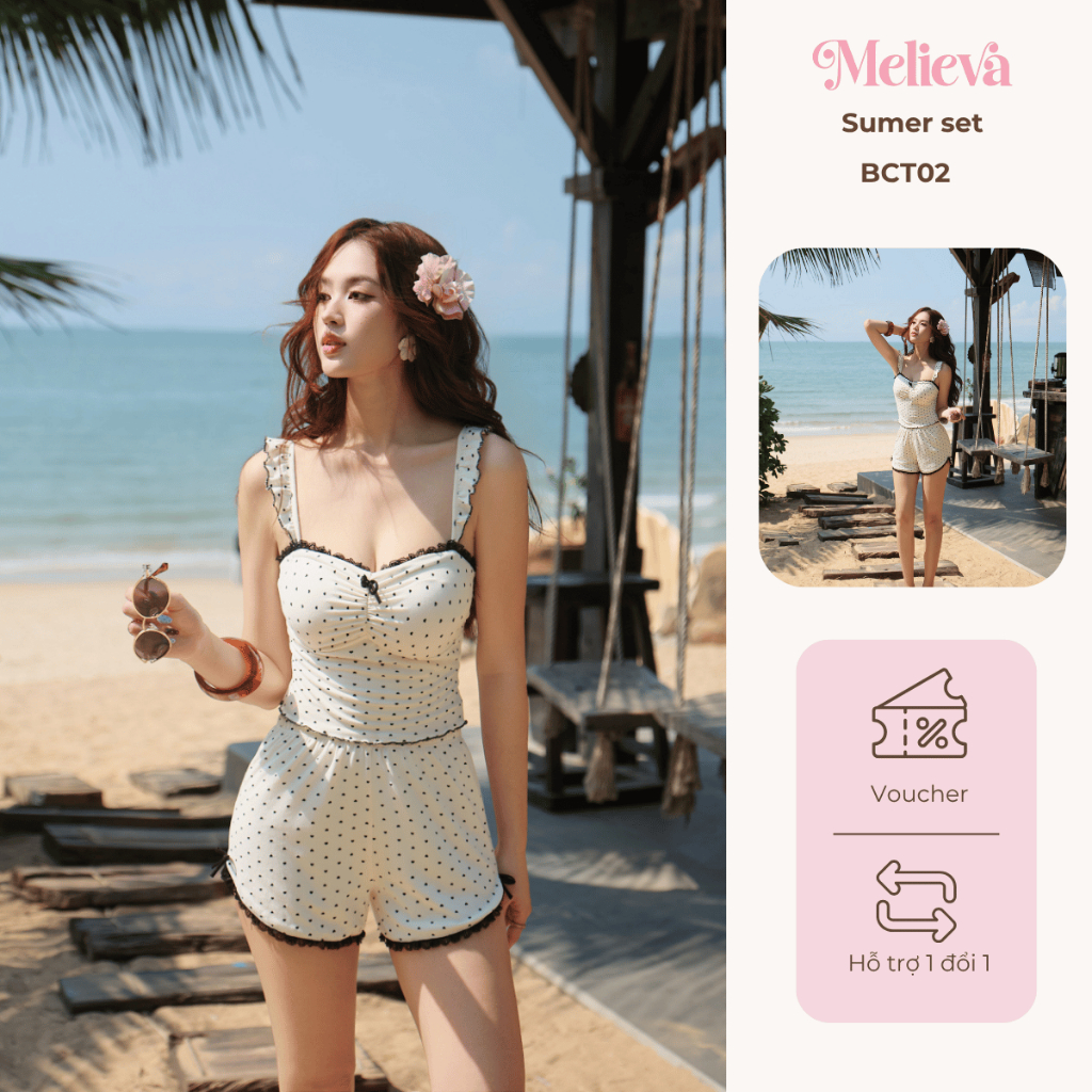 ̣(Hỏa Tốc HN) Set Đồ 2 Dây đi biển đi chơi phối bèo – Outfit du lịch hè tôn dáng cho nữ