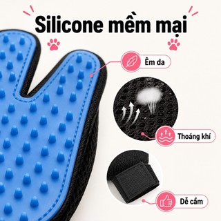 Găng Tay Chải Lông Mèo - Loại Bỏ Lông Rụng, Massage Thư Giãn Cho Chó Mèo, Dễ Vệ Sinh & Không Gây Đau Da