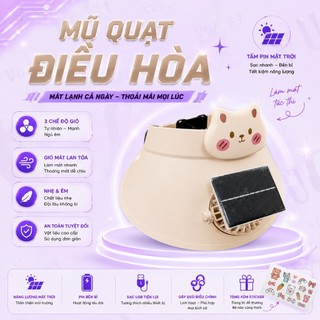 Mũ Chống Nắng Vành Rộng VUASI Có Quạt Mùa Hè Cho Mẹ Và Bé Chống Tia UV, Chạy Năng Lượng