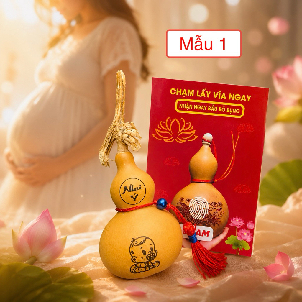 Bầu Hồ Lô Cầu Con + Tặng Thêm Đỏ Lộc Bâu - Mua 1 Tặng 1 Thẻ - Đồ Chạm|