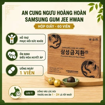 An Cung Ngưu Hoàng Hoàn Samsung Gum Jee Hwan 60 Viên - Hộp Giấy Cao Cấp, Giảm Tai Biến Đột Qụy