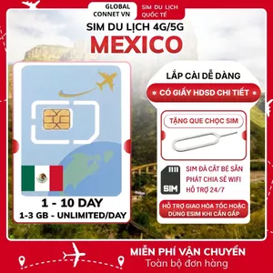 Sim Du Lịch MEXICO [1 - 10 Ngày] 4G/ 5G Tốc Độ Cao Và Ổn Định - Tặng Kèm Cây Chọc Sim