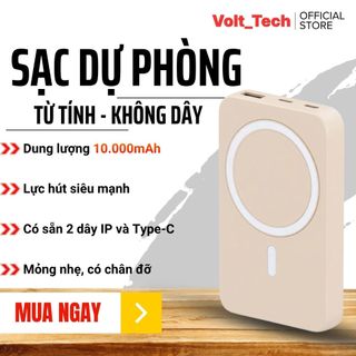 Sạc Dự Phòng Không Dây 10.000mAh - Sạc Từ Tính Siêu Hút 20W Có Chân Đỡ Tiện Lợi, Nhỏ Gọn Bỏ Túi