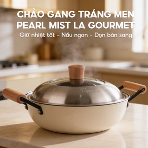 [ SVIP] Chảo gang tráng men thủ công La gourmet 24cm, chống dính tự nhiên an toàn sức khỏe