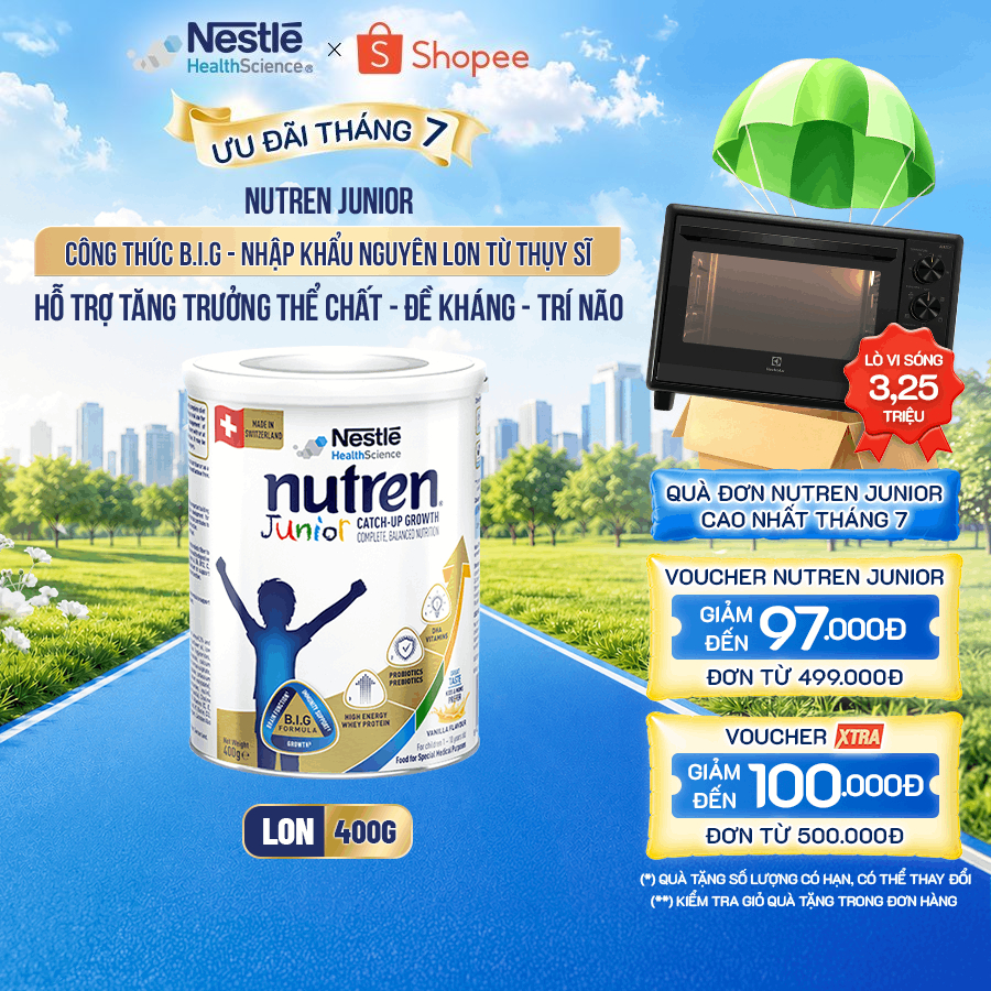 Sữa Bột NESTLÉ NUTREN JUNIOR Thụy Sĩ Với Công Thức BIG Hỗ Trợ Tăng Trưởng Cho Bé 400G