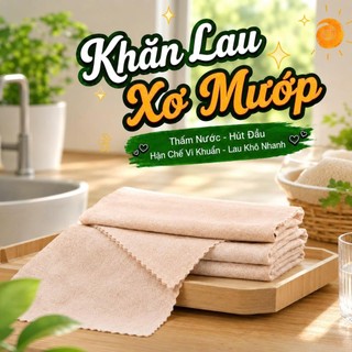 Khăn lau xơ mướp 20cm x 20cm sợi tự nhiên thấm hút tốt, khăn lau chén dĩa HomieTech