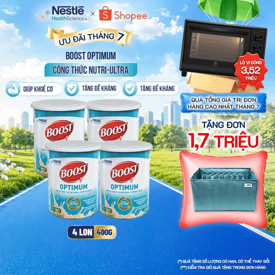 Bộ 4 Sữa Bột NESTLÉ BOOST OPTIMUM Singapore Bổ Sung Dinh Dưỡng Cho Người Lớn Tuổi 400G