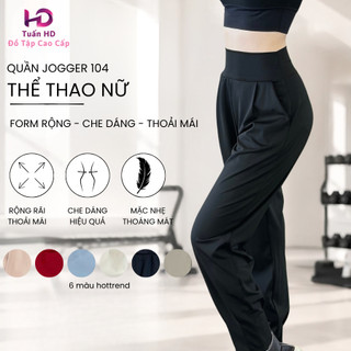 [J104] Quần jogger thể thao nữ Tuấn HD ống rộng chất Poly dày dặn, thoáng khí, tập gym chạy bộ