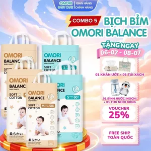 Combo 5 Bịch Tã/Bỉm Dán, Quần OMORI BALANCE Thoáng Khí Mỏng Nhẹ Chất Liệu An Toàn Cho Bé Từ 6 - 20kg