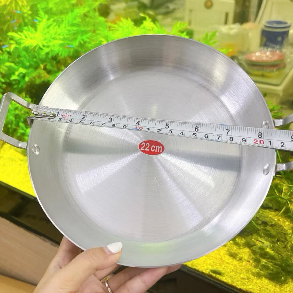 Chảo nhôm đáy bằng cao cấp size từ 16cm - 22cm chảo có tay cầm