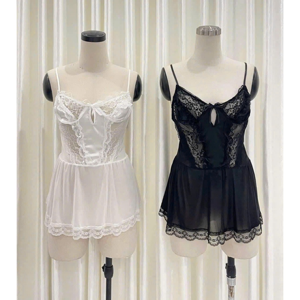 Váy ngủ lụa voan thối ren hở ngực cao cấp Váy mặc nhà sexy quyến rũ