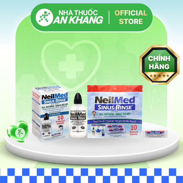 Bộ dụng cụ vệ sinh mũi Neilmed Sinus Rinse (1 bình 240ml + 10 gói) [Nhà Thuốc An Khang - Chính Hãng 100%]
