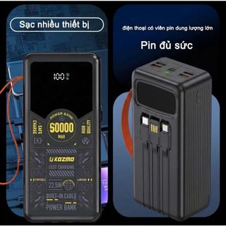 Sạc Dự Phòng 50.000mah Kozmo KM05 Có Đèn Pin, Màn Hình Hiển Thị % Pin, Sạc 5-6 Lần Cho IP 14promax