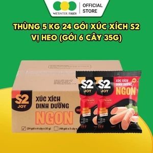 Thùng 24 Gói Xúc Xích Tiệt Trùng S2 Vietinter Foods (Gói 6 Cây, Cây 35g)