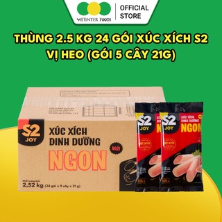 Thùng 24 Gói Xúc Xích Tiệt Trùng S2 Vietinter Foods (Gói 5 Cây, Cây 21g)