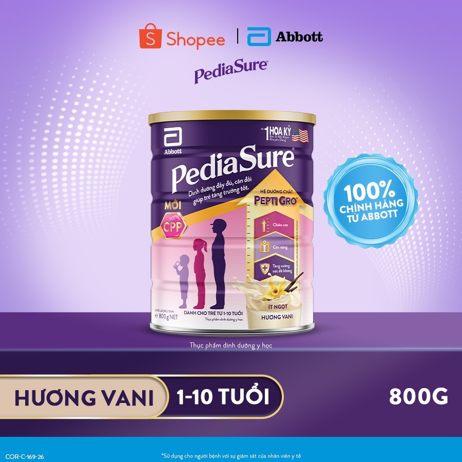 Sữa bột Pediasure 800g Hương Vani Cho Trẻ Từ 1-10 Tuổi